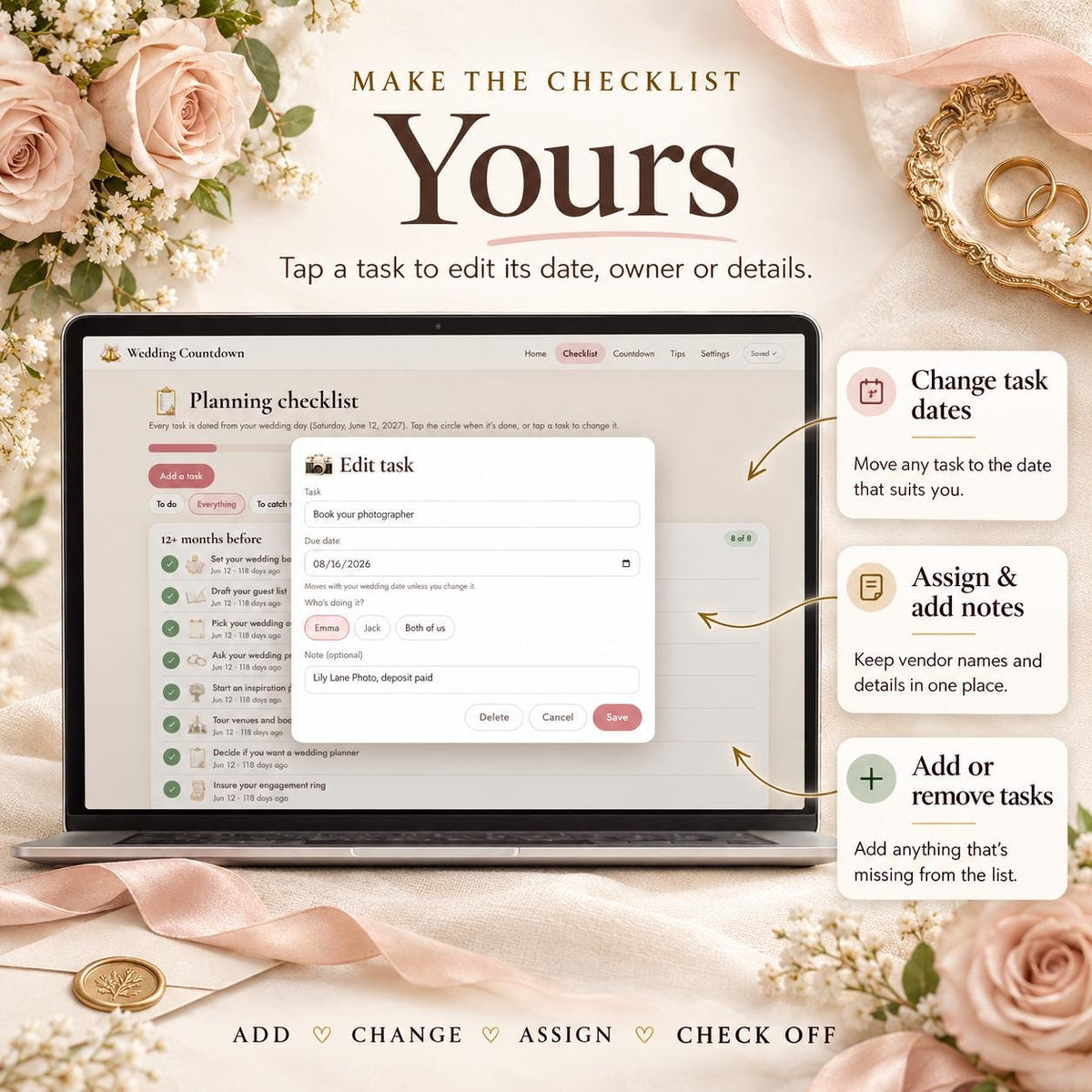 Wedding Checklist Countdown Timer Google Sheets App