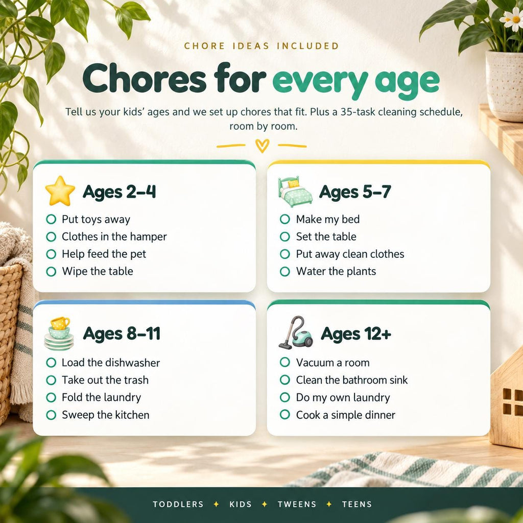 Chore Chart App, Cleaning Schedule