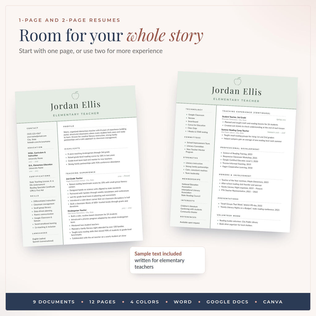 Teacher Resume Template Bundle