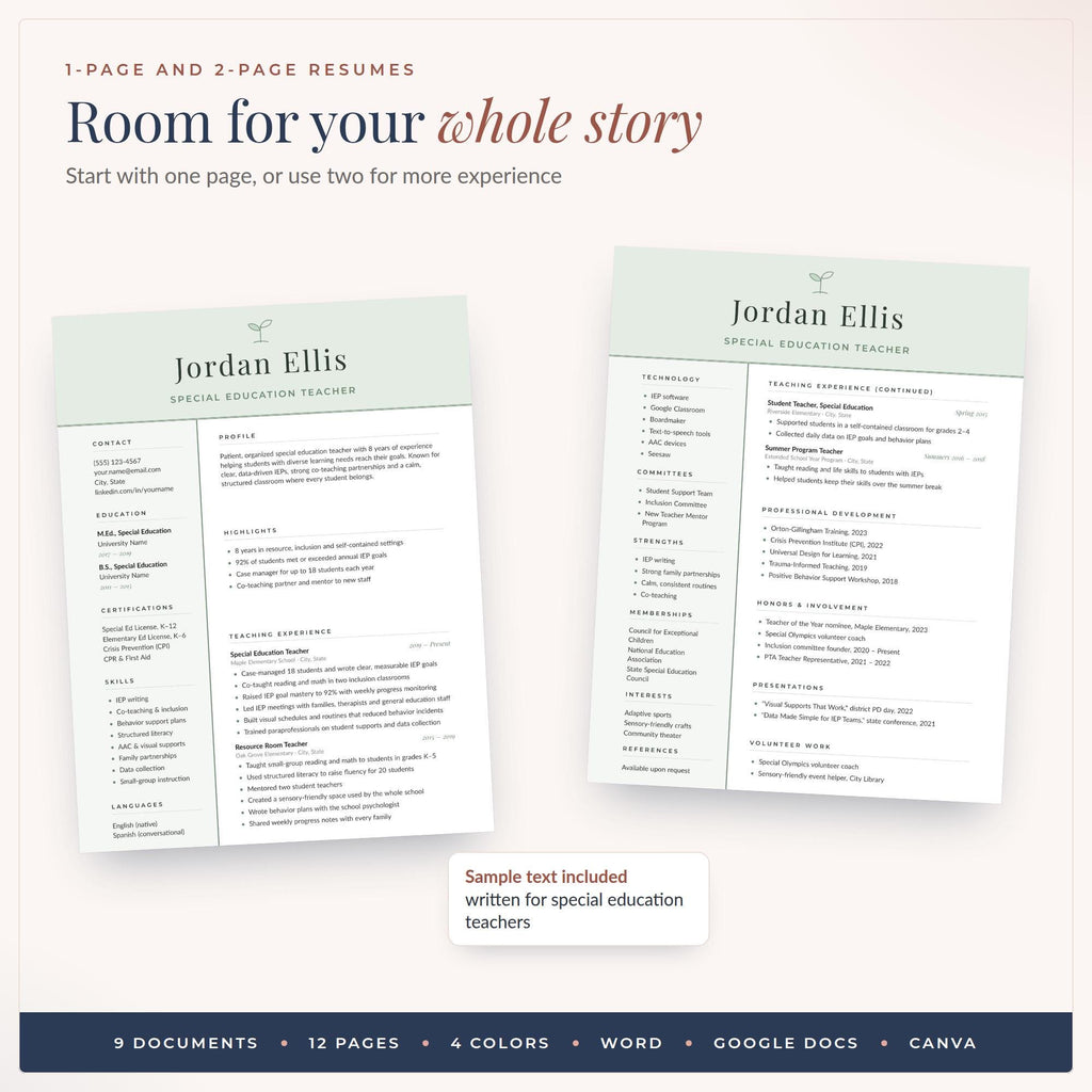Special Education Teacher Resume Template