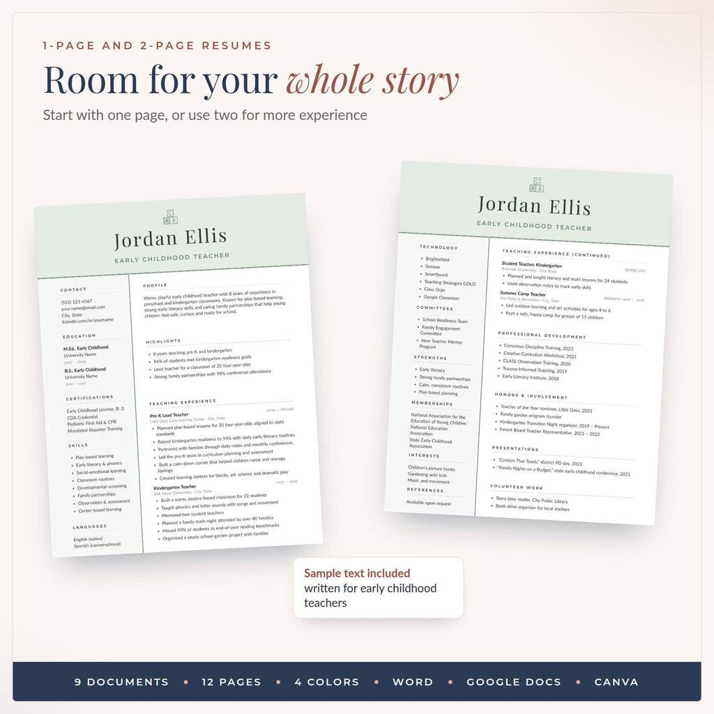 Early Childhood Teacher Resume Template