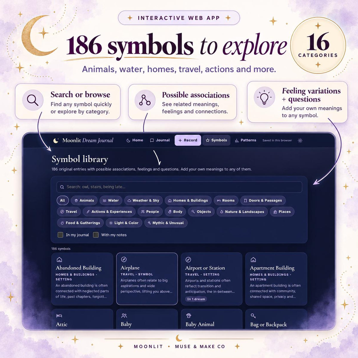 Dream Journal App, Dream Symbols Dictionary