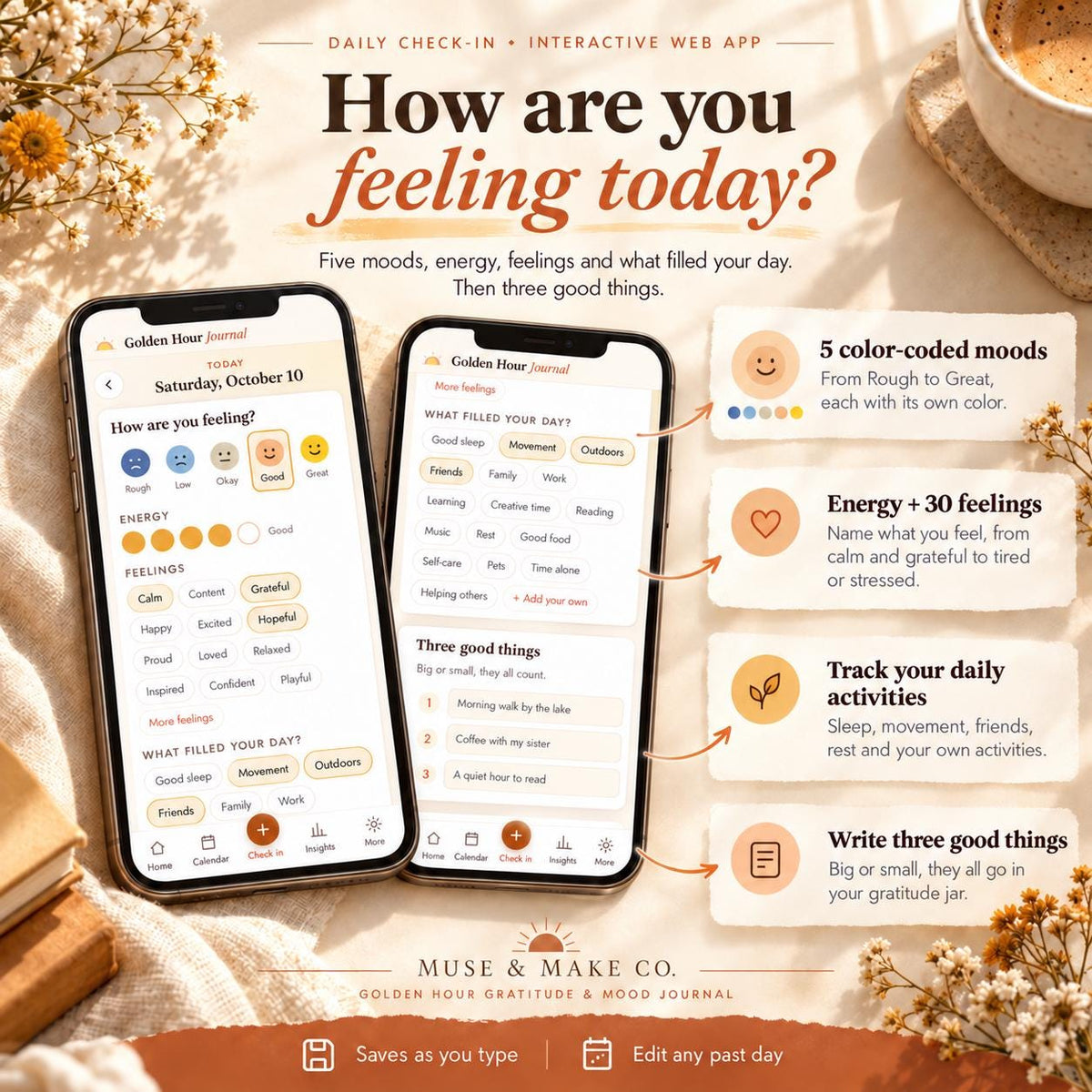 Gratitude Journal App, 2027 Mood Tracker
