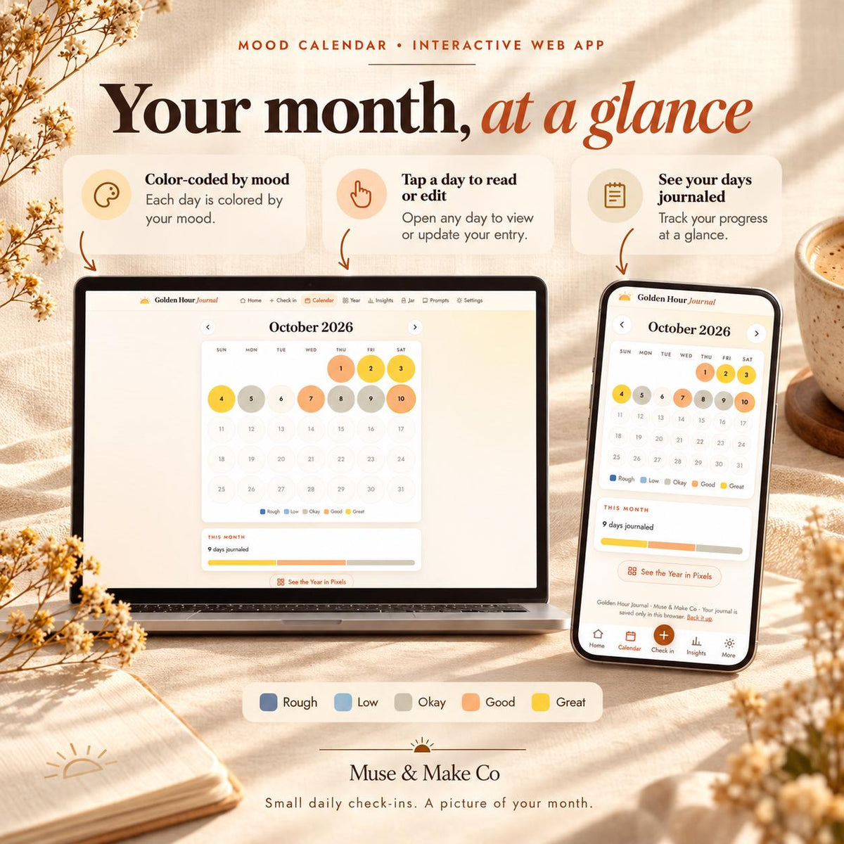 Gratitude Journal App, 2027 Mood Tracker
