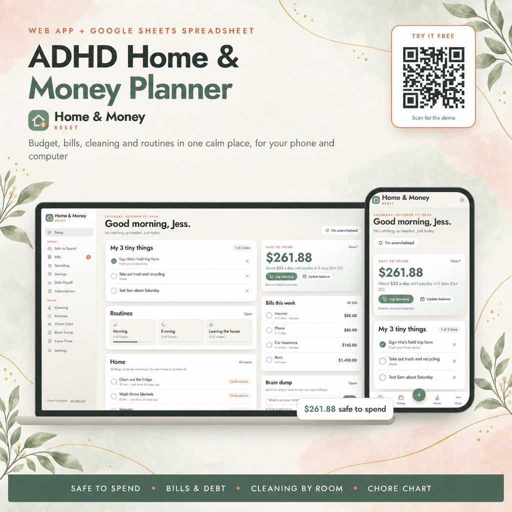 ADHD Budget Planner & Cleaning Schedule