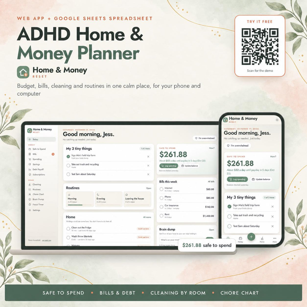 ADHD Budget Planner & Cleaning Schedule