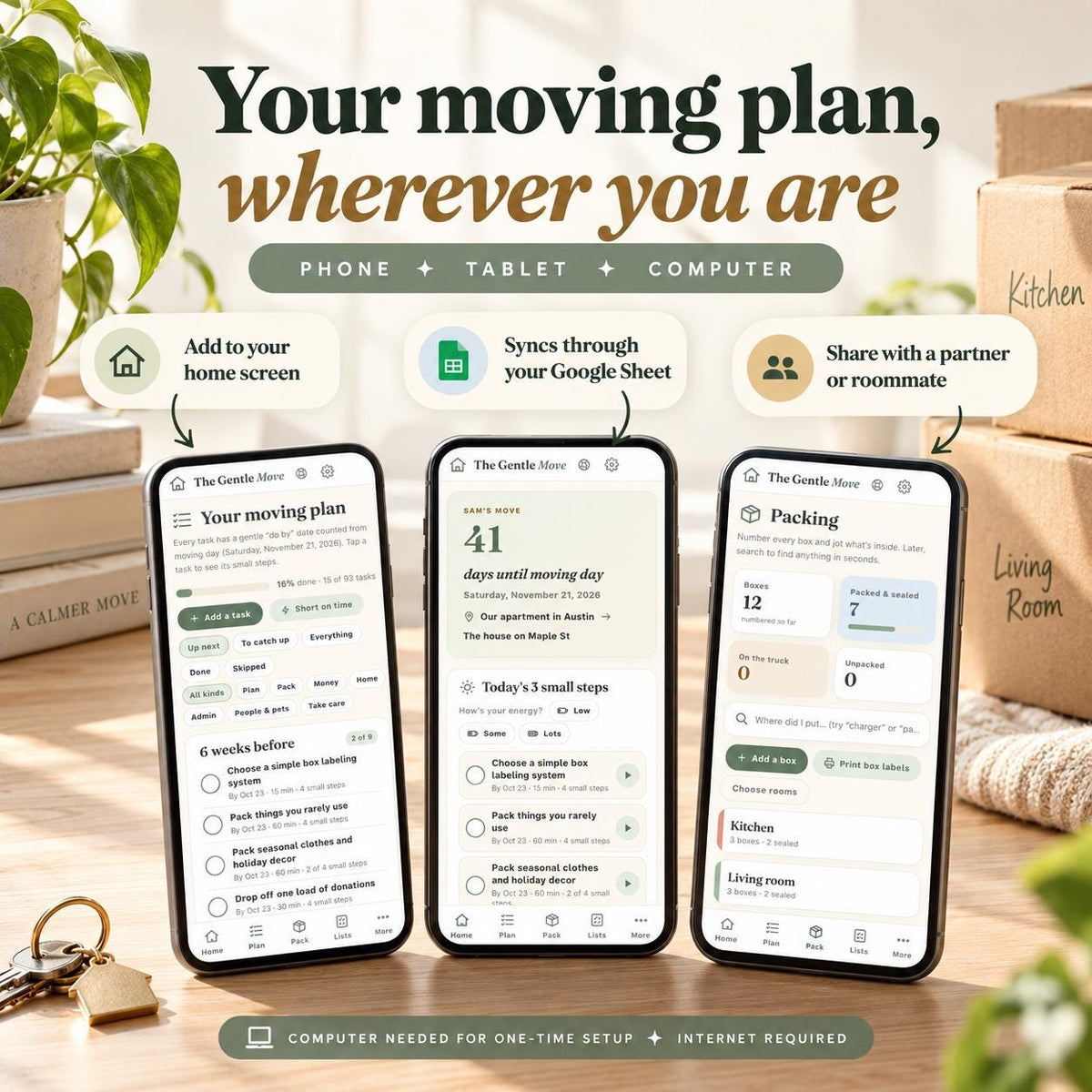 ADHD Moving Planner Google Sheets
