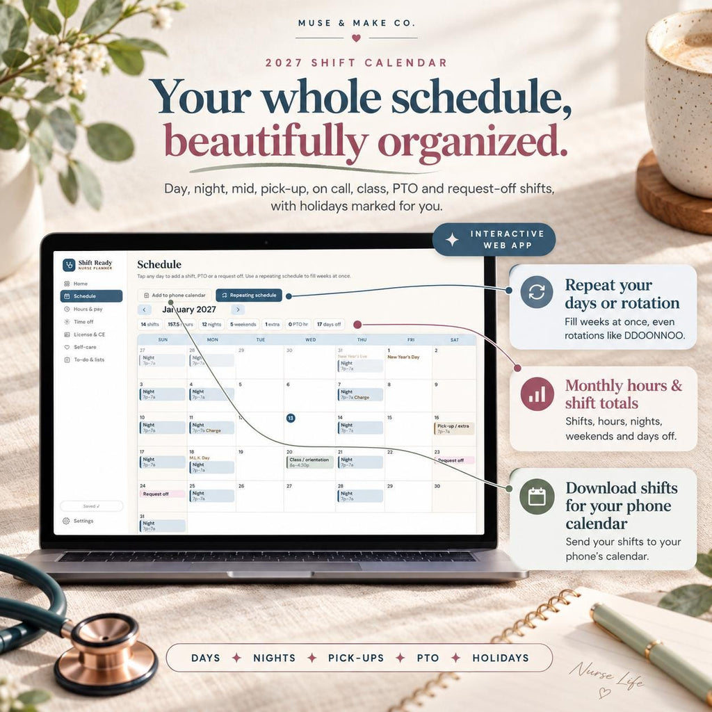 2027 Nurse Planner, Nurse Shift Schedule Calendar