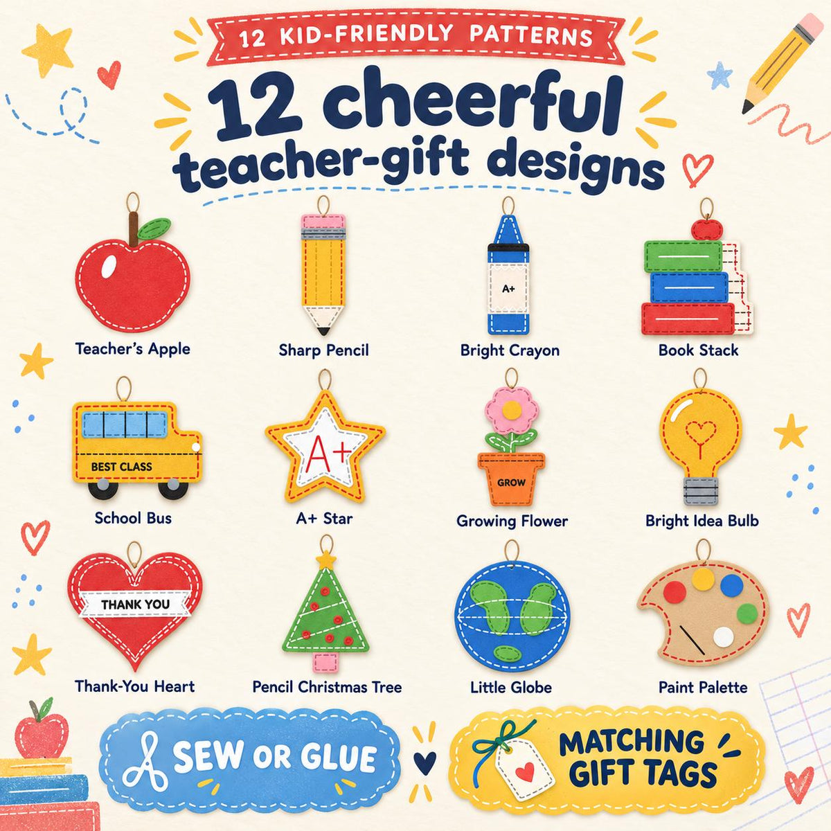 Teacher Gift Felt Ornament Patterns