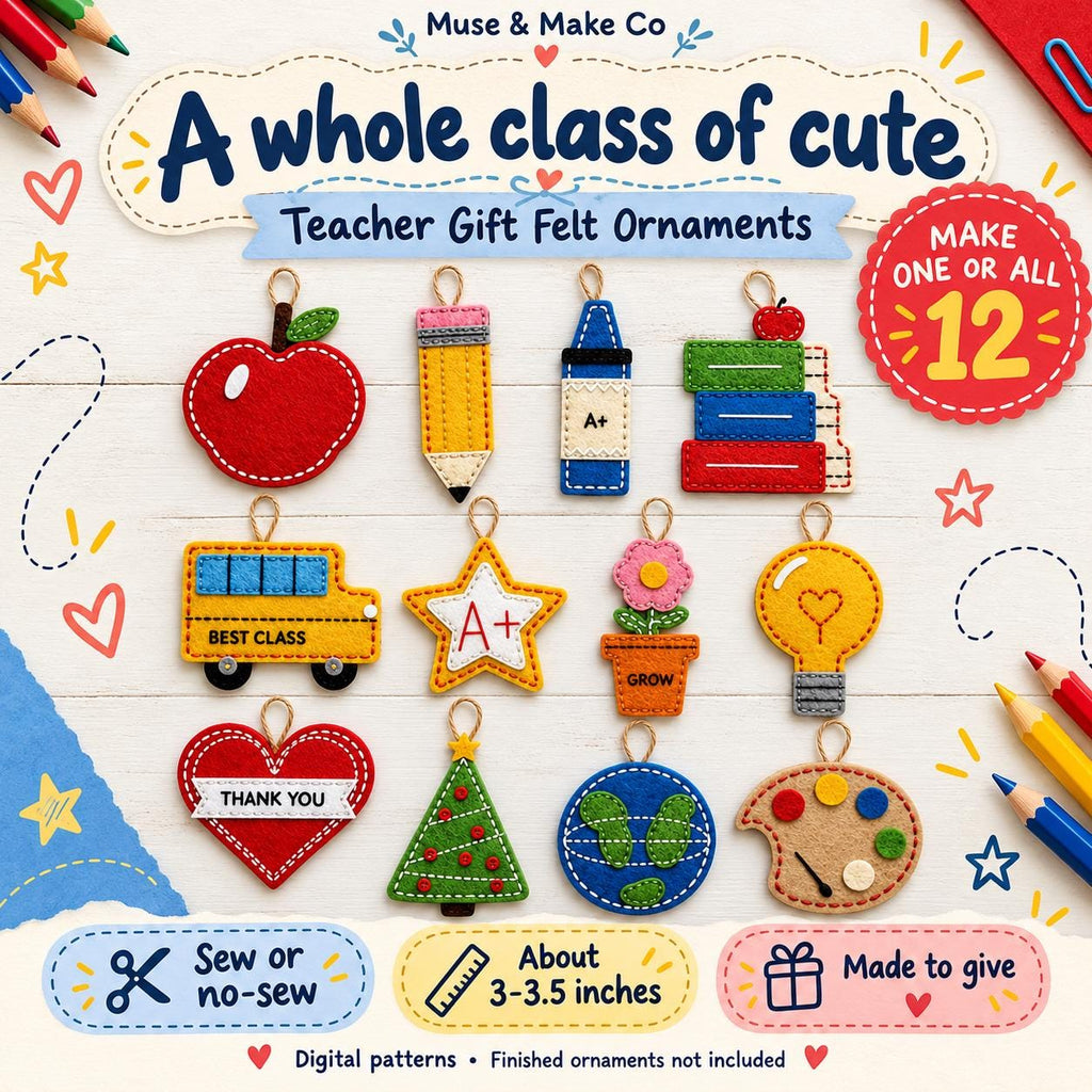 Teacher Gift Felt Ornament Patterns