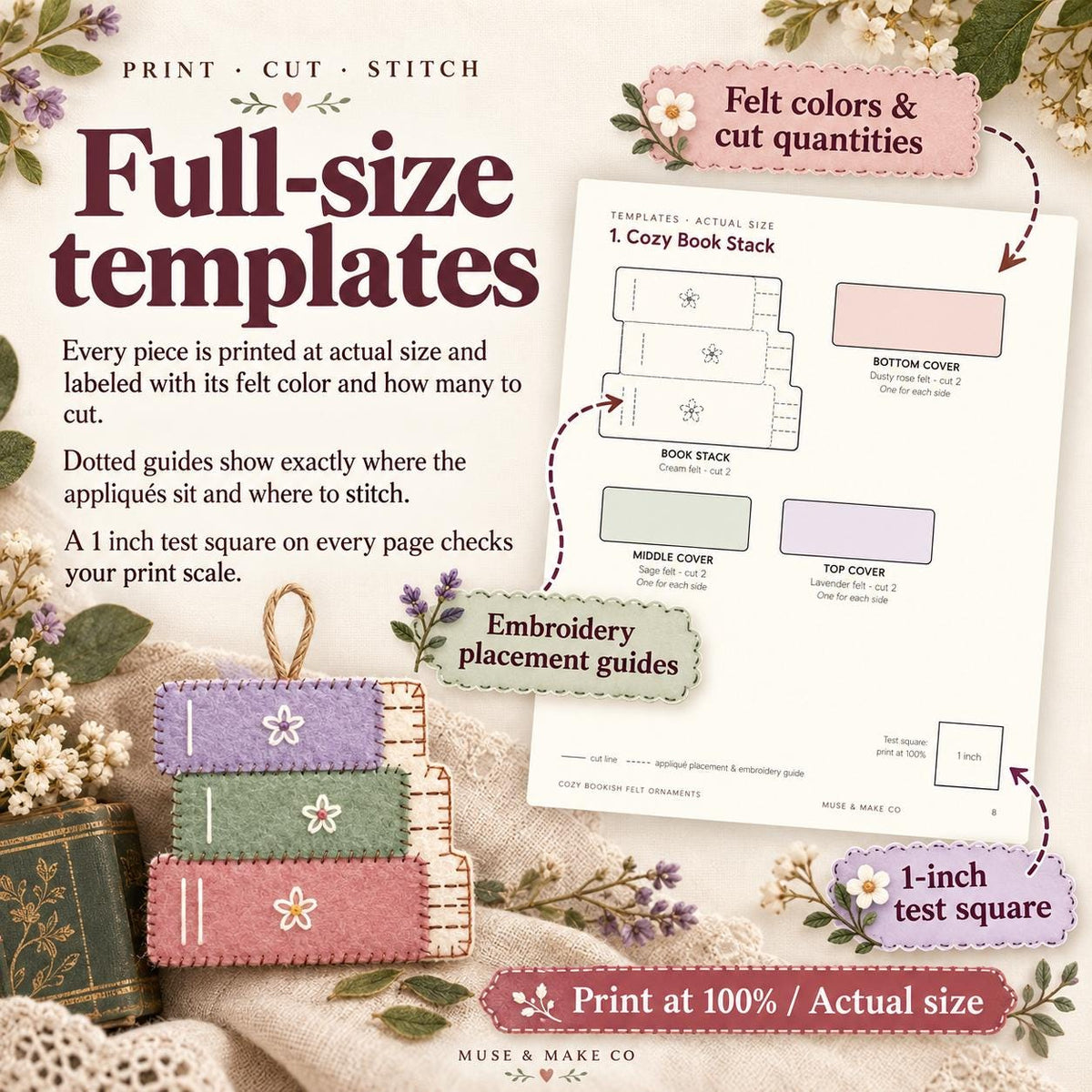 Bookish Felt Ornament Patterns