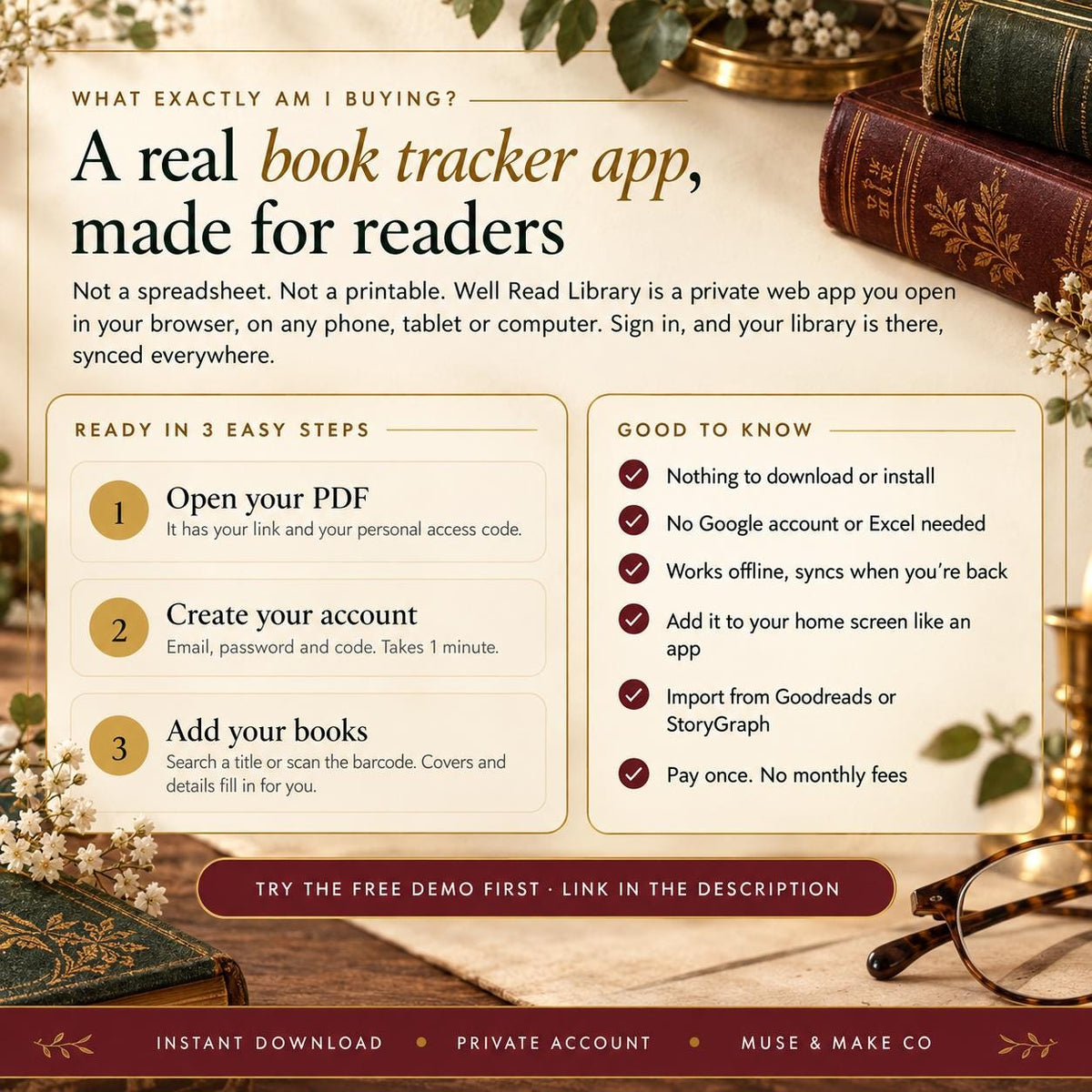 Book Tracker App, Digital Reading Journal