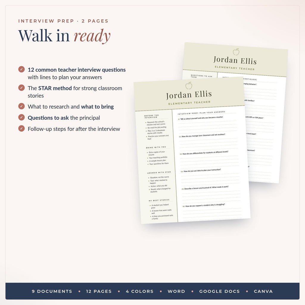 Teacher Resume Template Bundle