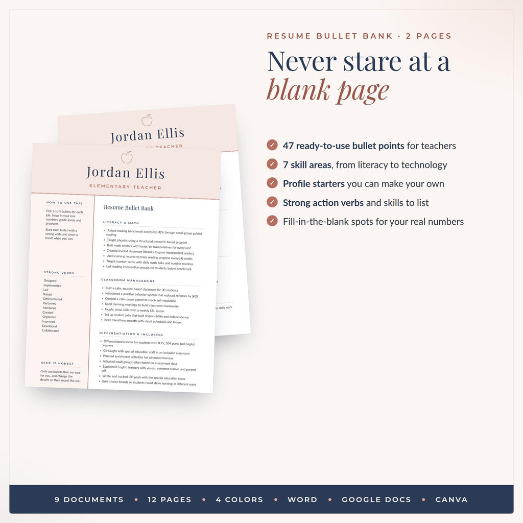 Teacher Resume Template Bundle
