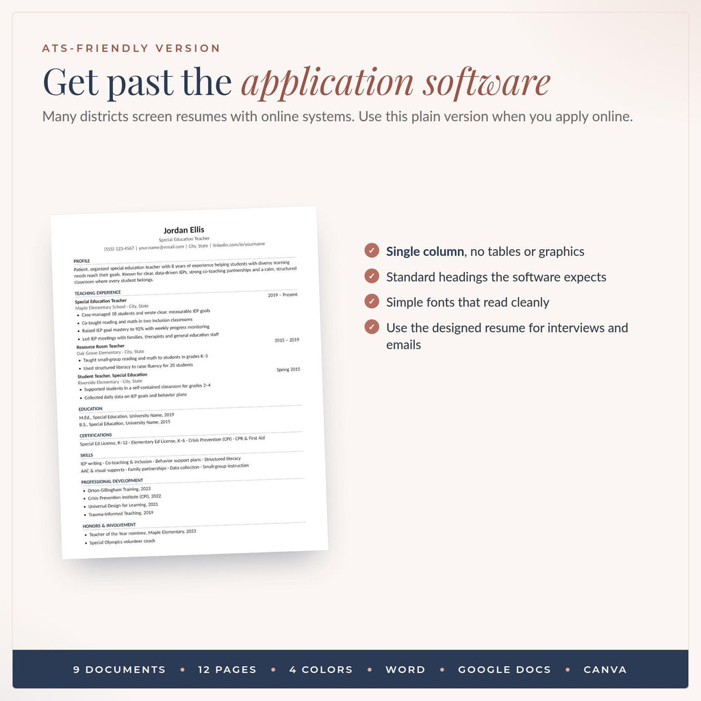 Special Education Teacher Resume Template